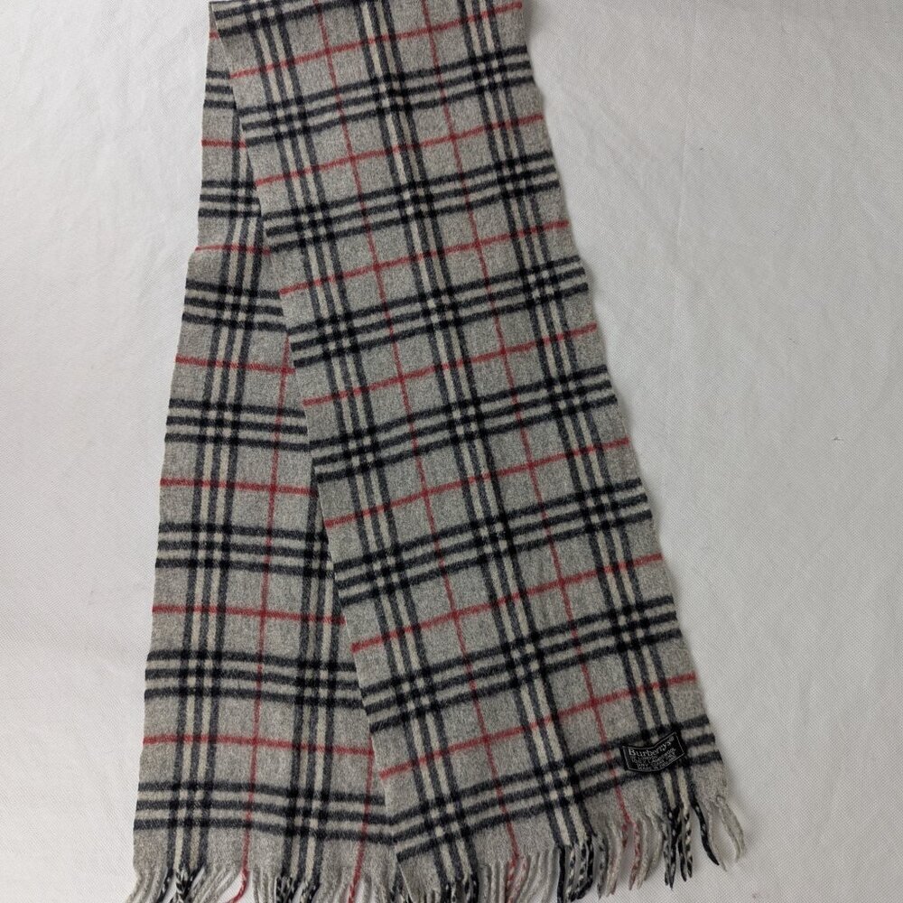 Burberry Nova Check Lambswool Scarf Gray | Unisex | Winter Classic | Clean Used